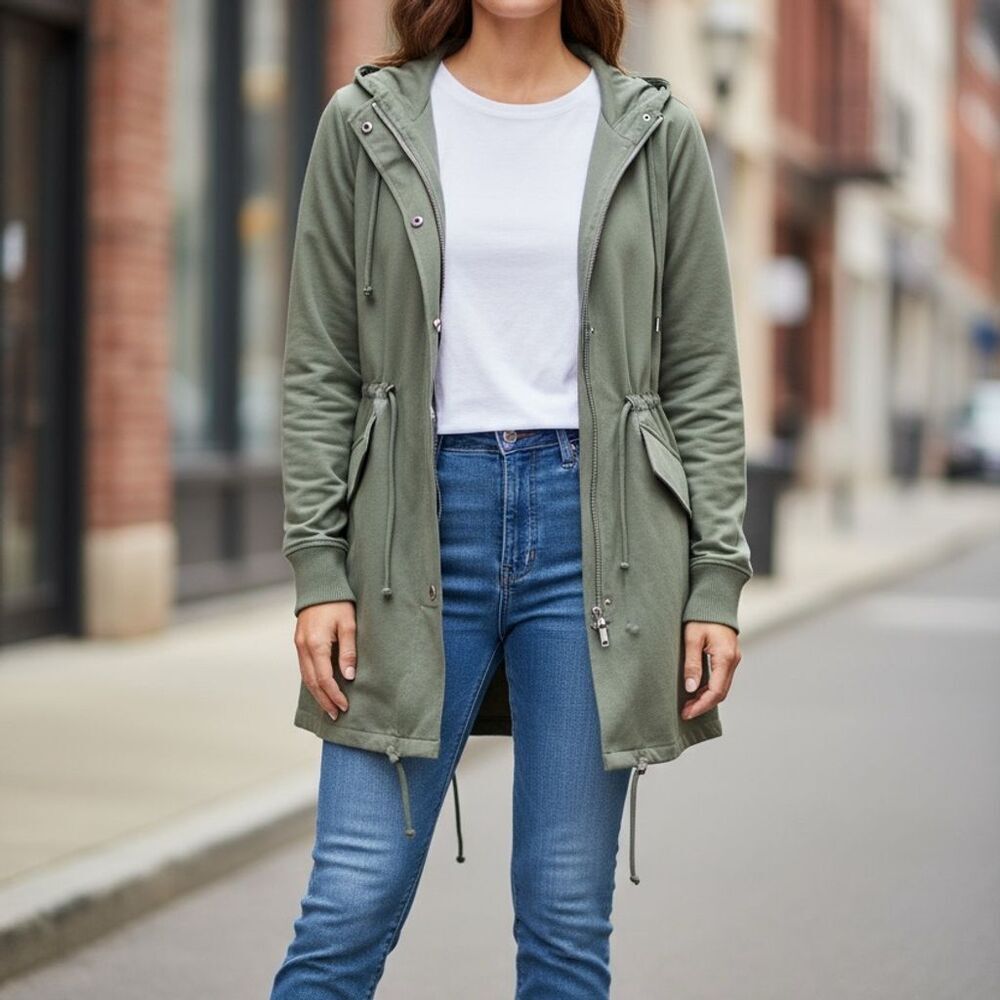 Wynne Lounge Women's Hooded Utility Parka Jacket Green 2XL Casual​